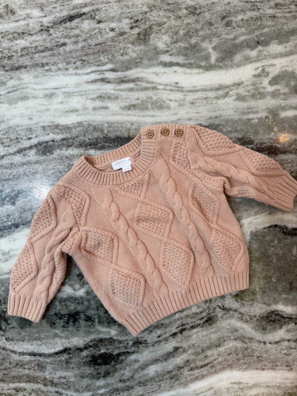 Grayson Mini Cable-Knit Button-Shoulder Sweater Size 3-6 Months